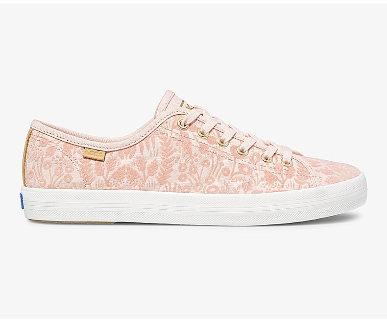 Keds Womens Pink Lace Up Shoes - Keds X Rifle Paper Co Kickstart Tapestry 836XFKTVM